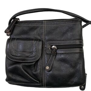 Tignanello Carson Black Leather Crossbody Bag Purse Western Preppy Minimalism